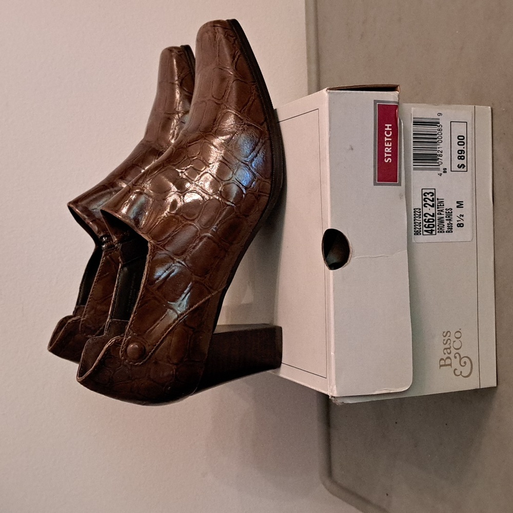 Brown Patent booties